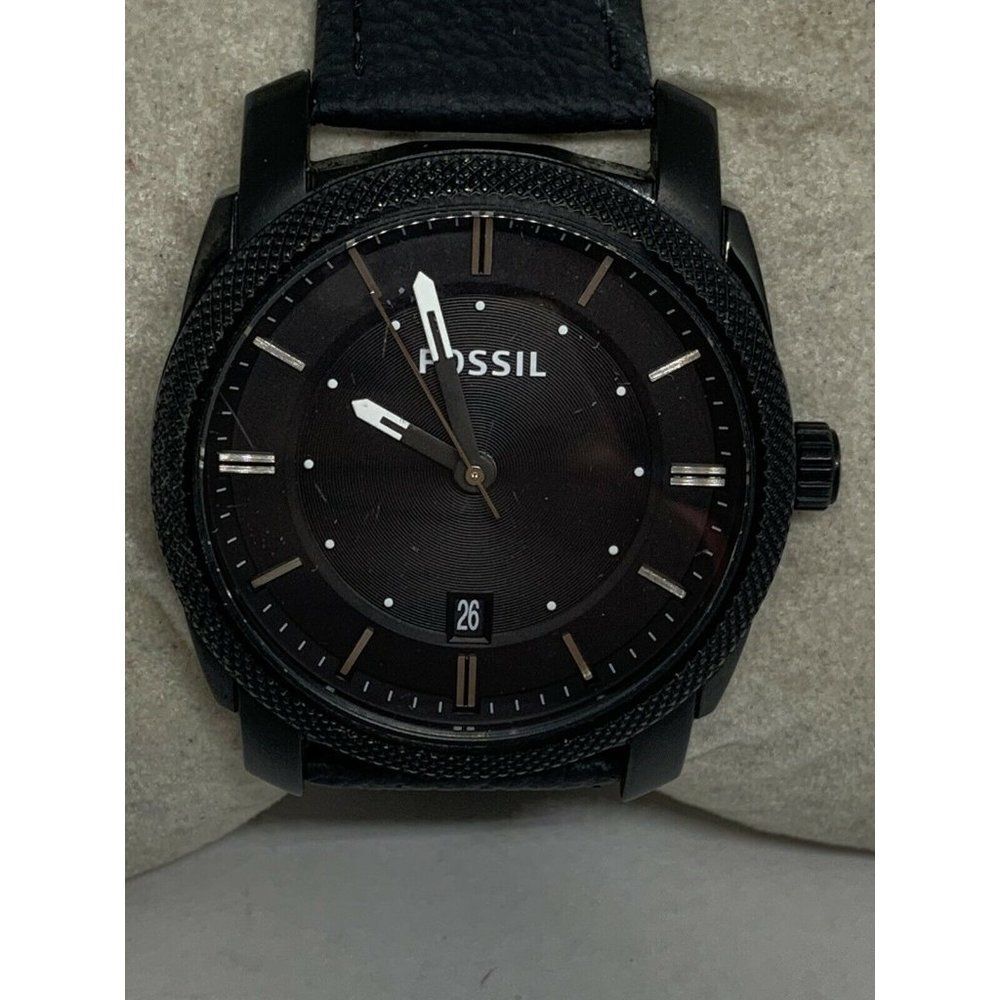 Fossil FS4775 Men's Black Leather Analog Black Dia